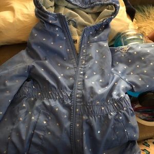 Blue with white hearts rain coat